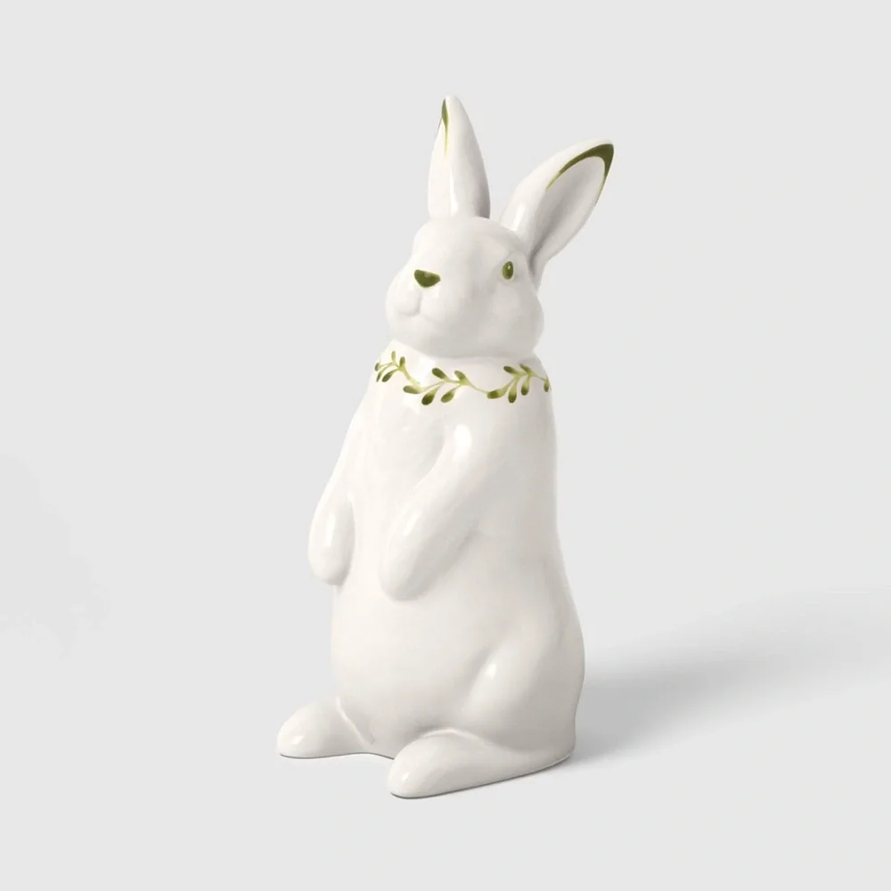 3pc Easter Painted Ceramic Sitting & Standing Bunny and Easter Egg- Threshold